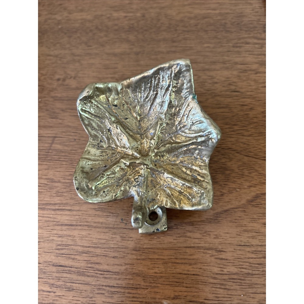 Solid Brass Cast Leaf Door Knocker 2.75" x 2.75" Antique Brass Front Door Decor